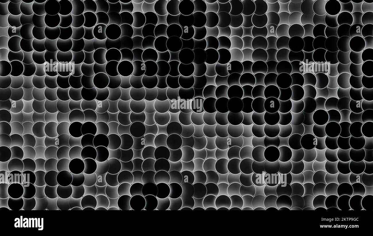Background of moving dots with glowing lines. Design. Moving dots in style of bubbling bubbles or molecules. Background with glowing black dots. Stock Photo
