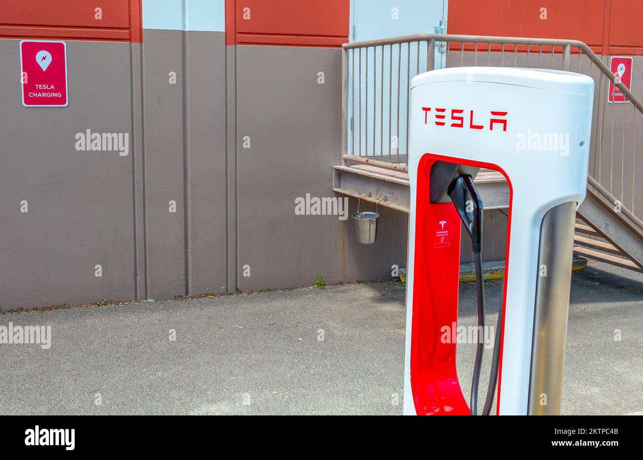 Tesla charging points at Coles car park in Tenterfield Stock Photo Alamy