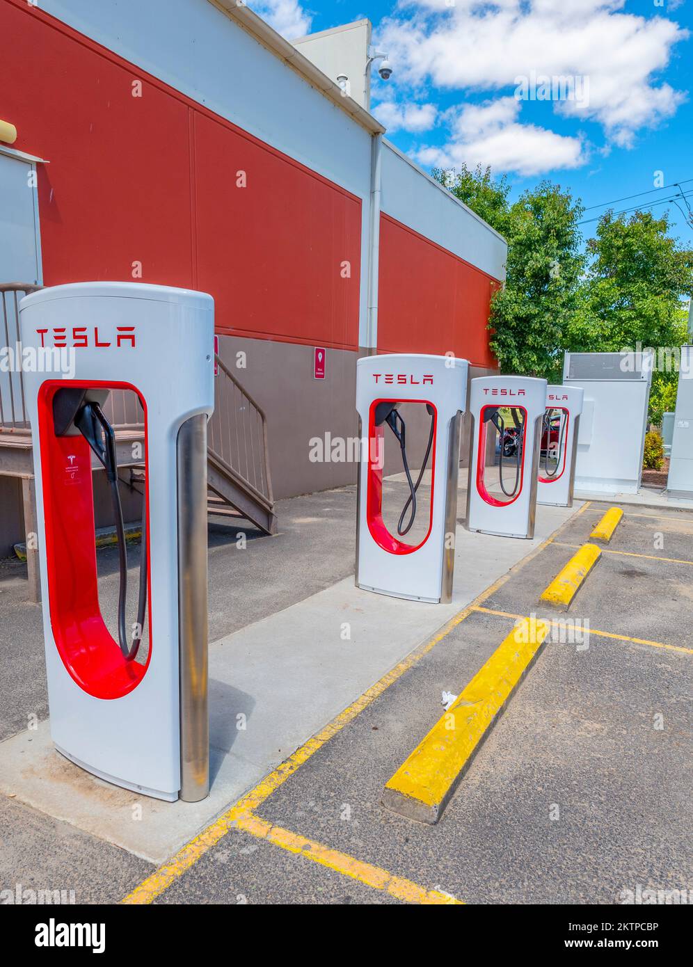 Tesla charging points at Coles car park in Tenterfield Stock Photo Alamy