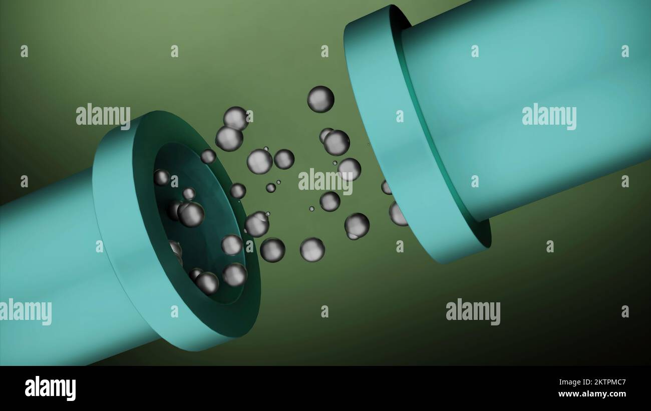 Balls move in 3d tubes. Design. 3D animation with pipes and moving