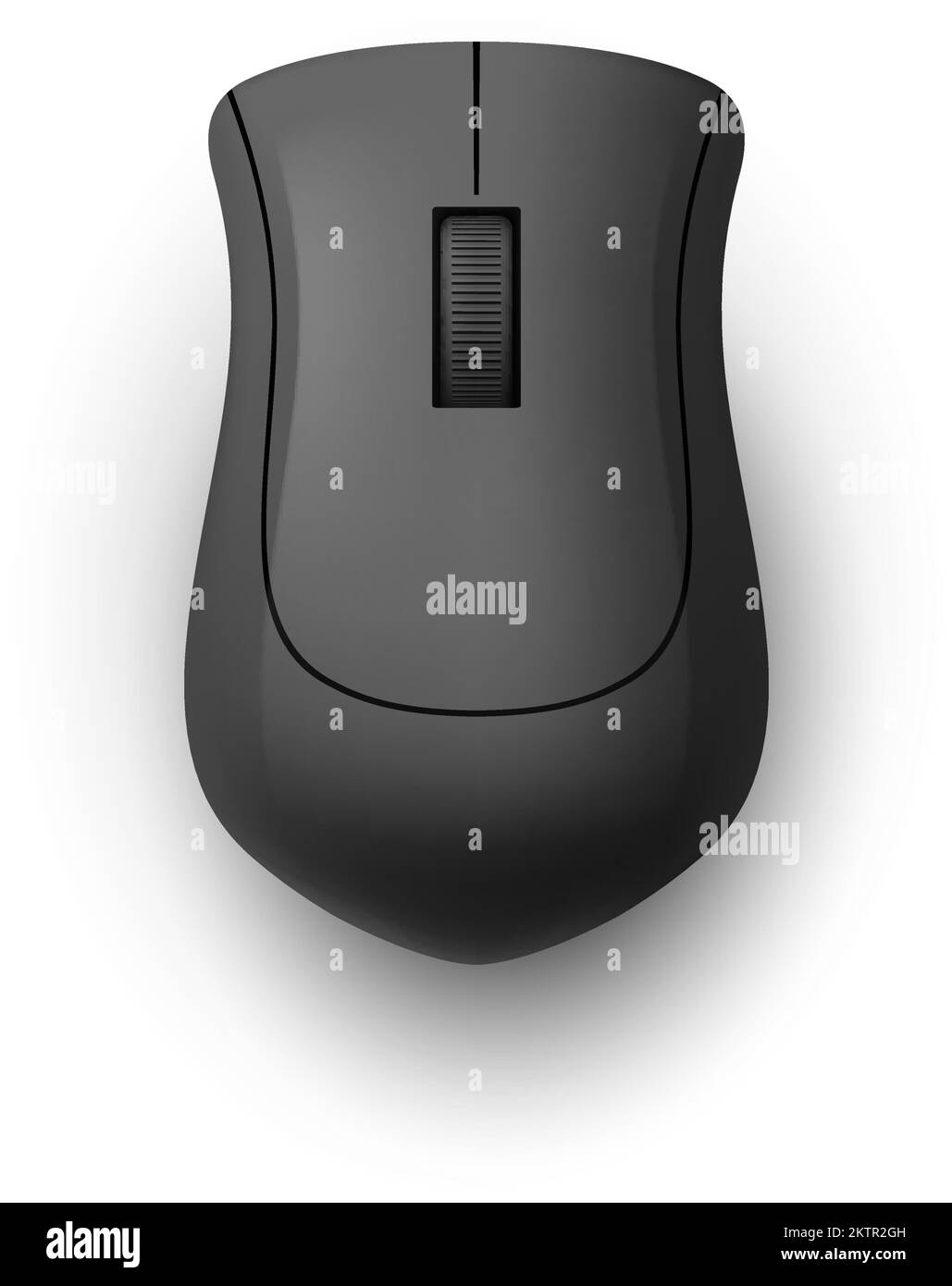 Black Realistic Wireless Computer Mouse. Top View Technology Concept