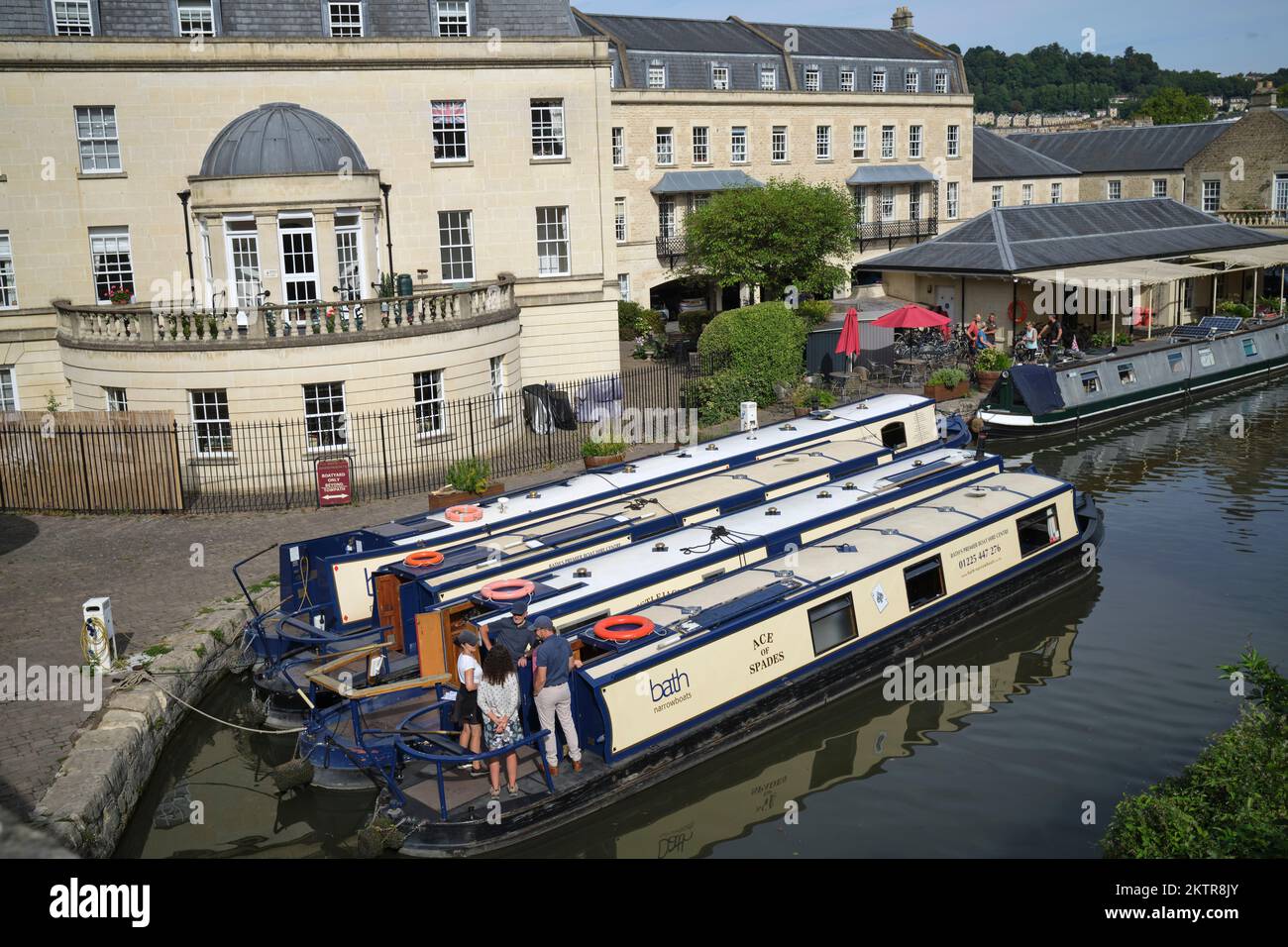 Bath Narrowboats on the Canal in Bath England Stock Photo