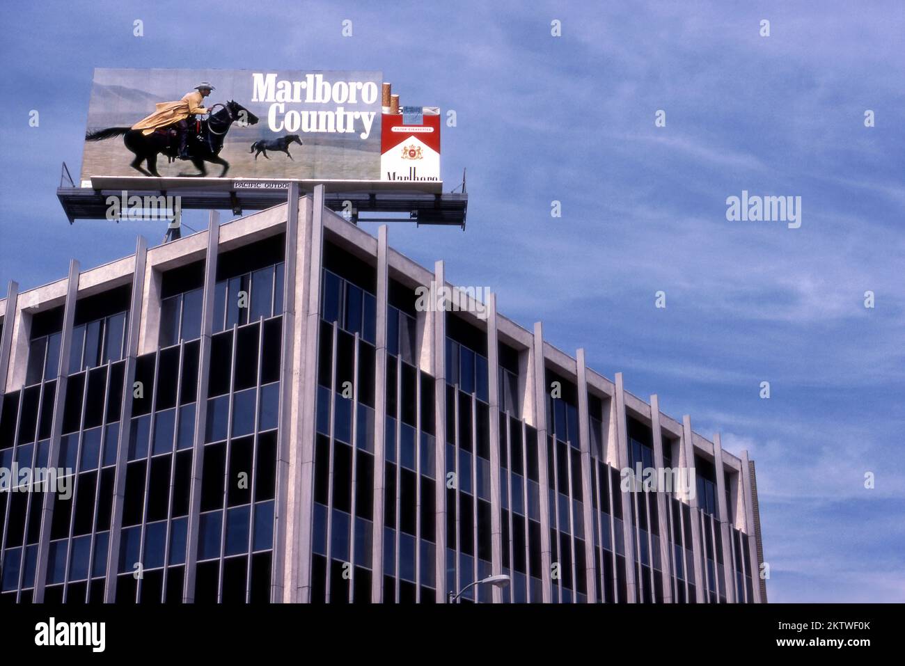 Marlboro billboard over building in Hollywood, CA Stock Photo