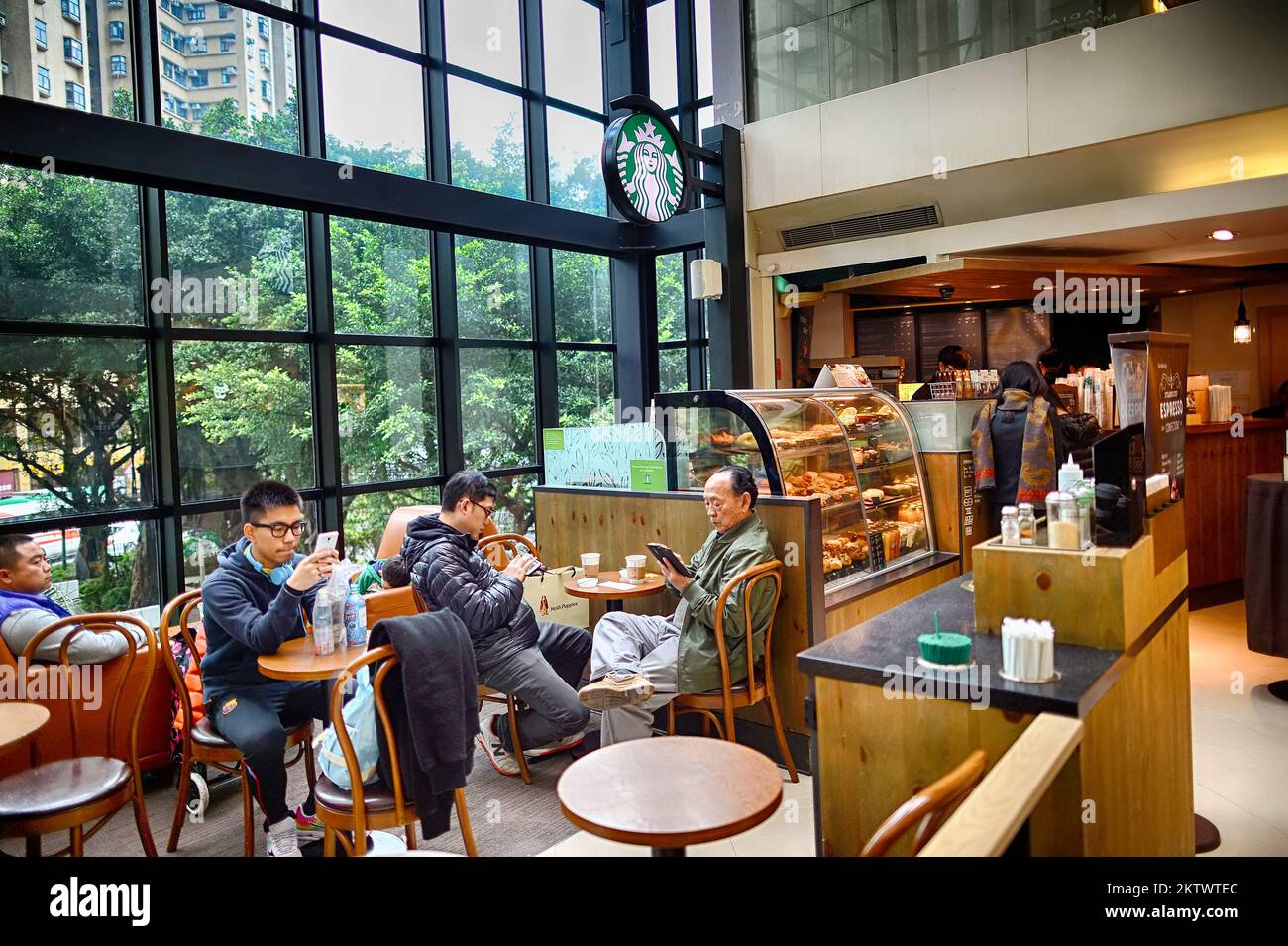 HONG KONG, CHINA FEBRUARY 04, 2015 Starbucks Cafe interior