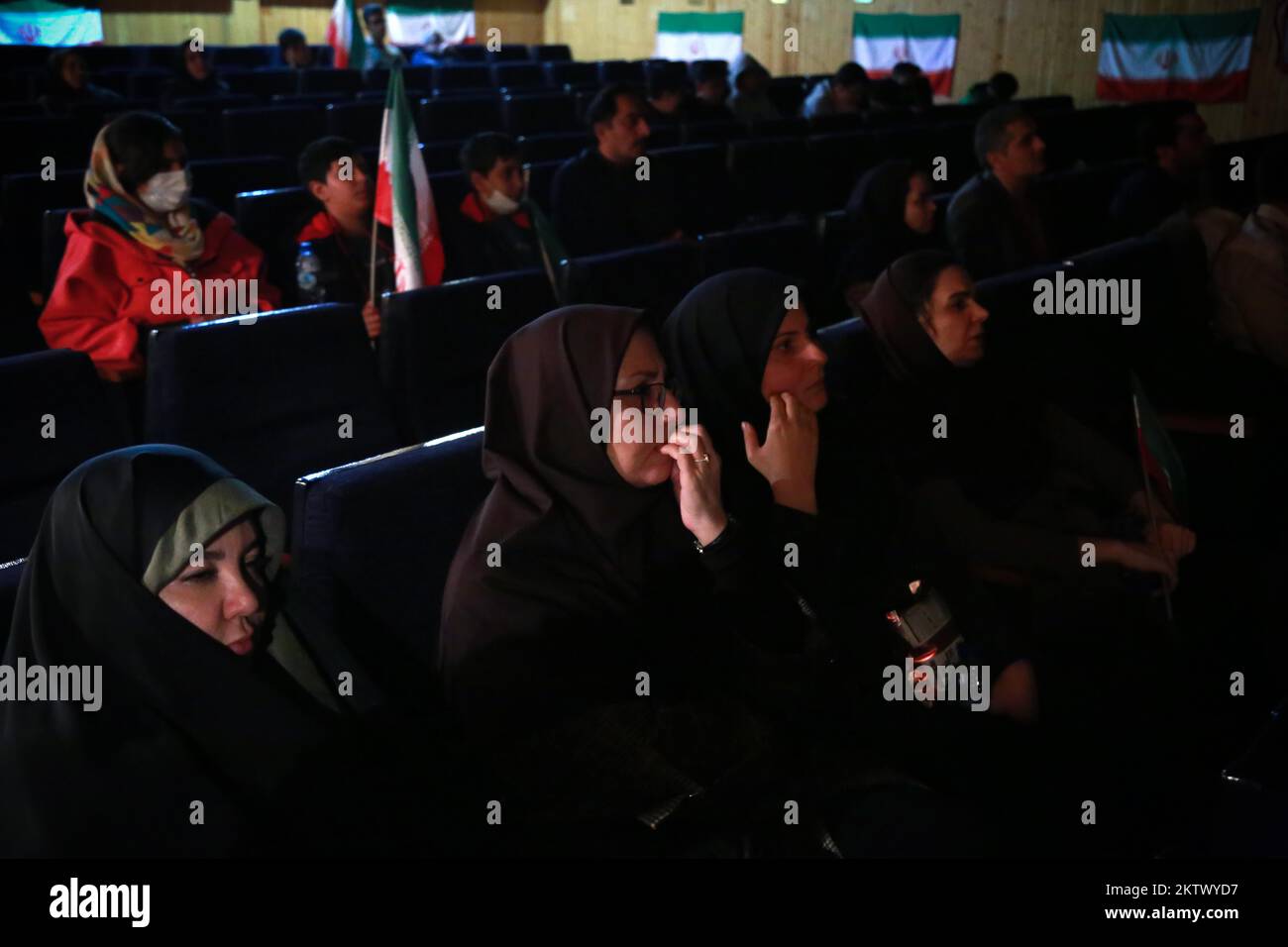 Tehran, Tehran, Iran. 30th Nov, 2022. Iranian fans watch the Qatar 2022 World Cup Group B football match between the United States and Iran, in Tehran, Iran, on Nov. 30, 2022. The U.S. team's victory over Iran at the World Cup on Tuesday was closely watched across the Middle East, where the two nations have been engaged in a cold war for over four decades and where many blame one or both for the region's woes. (Credit Image: © Rouzbeh Fouladi via ZUMA Press Wire) Stock Photo