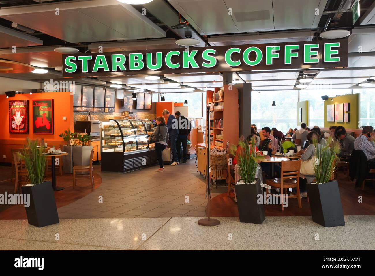 GENEVA SEP 11 Starbucks cafe interior on September 11, 2014 in