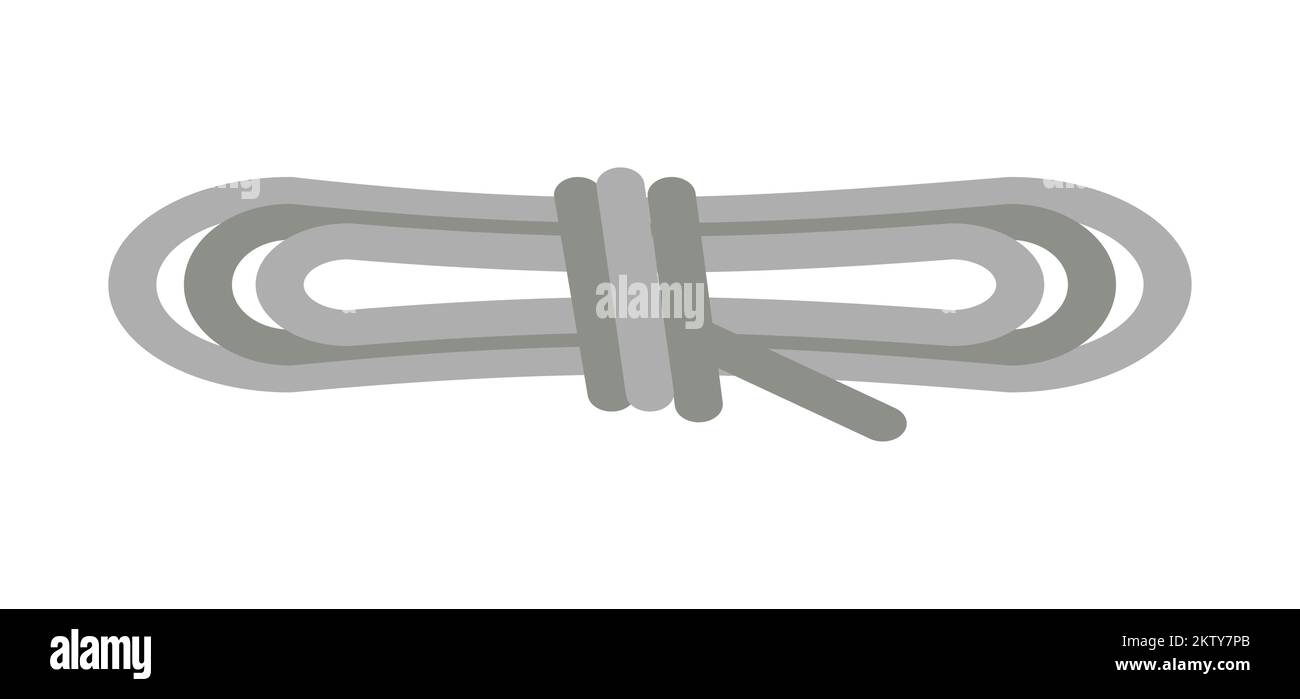 Coil of rope cord cable lasso twine knot gray flat. Hunting ship