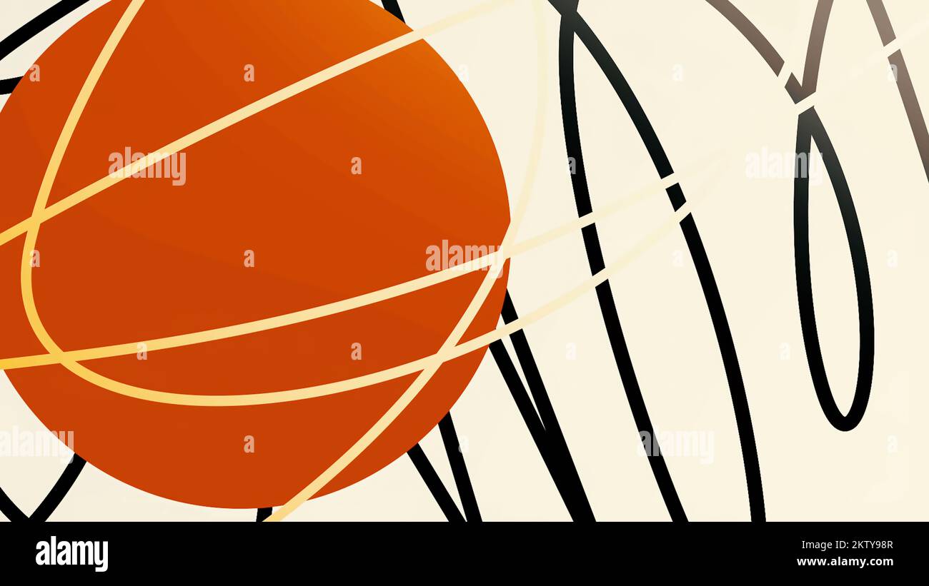 Colorful abstraction with a sphere and bending lines. Motion. Colorful ball and stripe strokes Stock Photo
