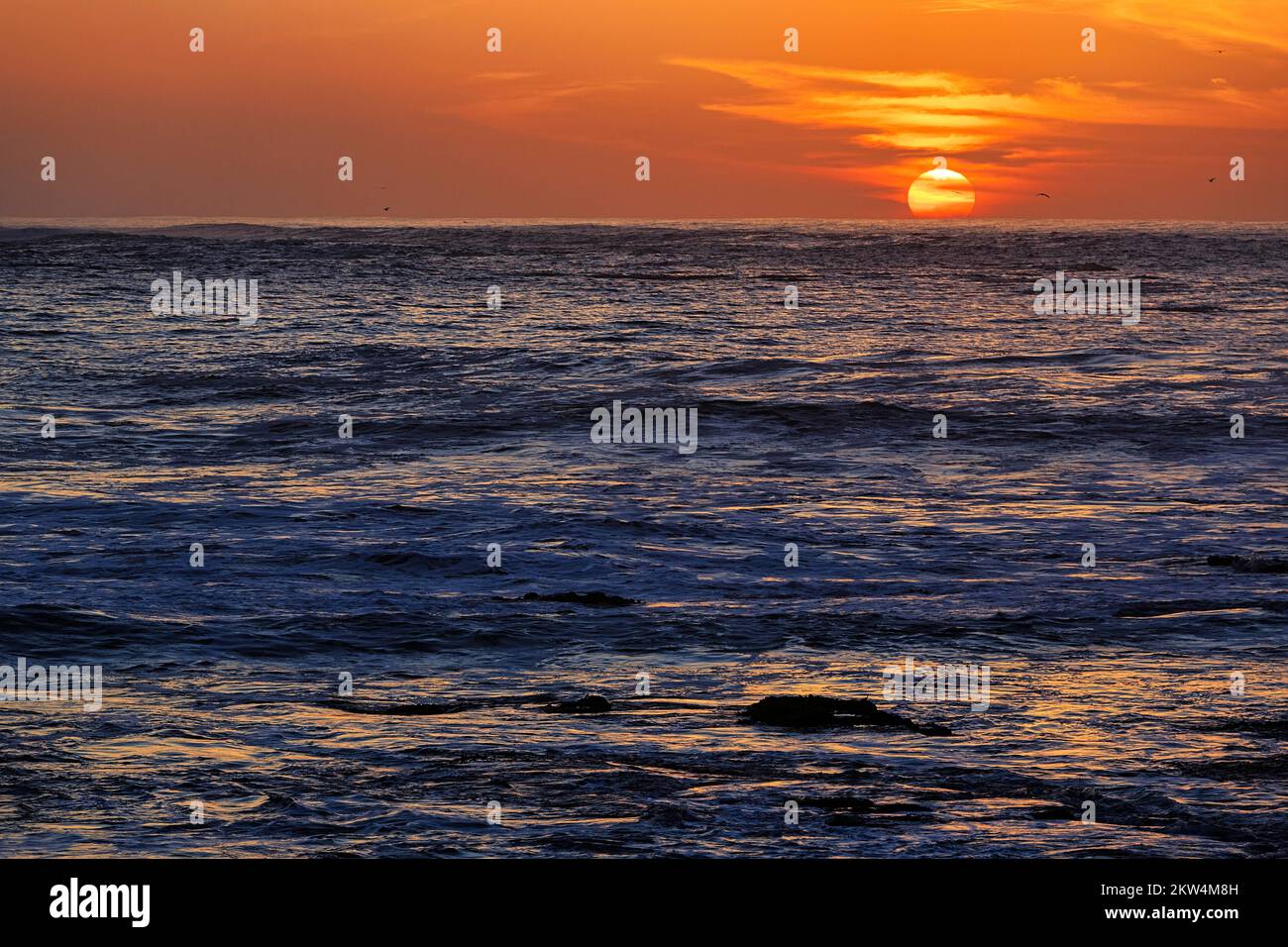 Sunset on the Atlantic Ocean, Essaouira, Marrakech-Safi, Morocco, Africa Stock Photo