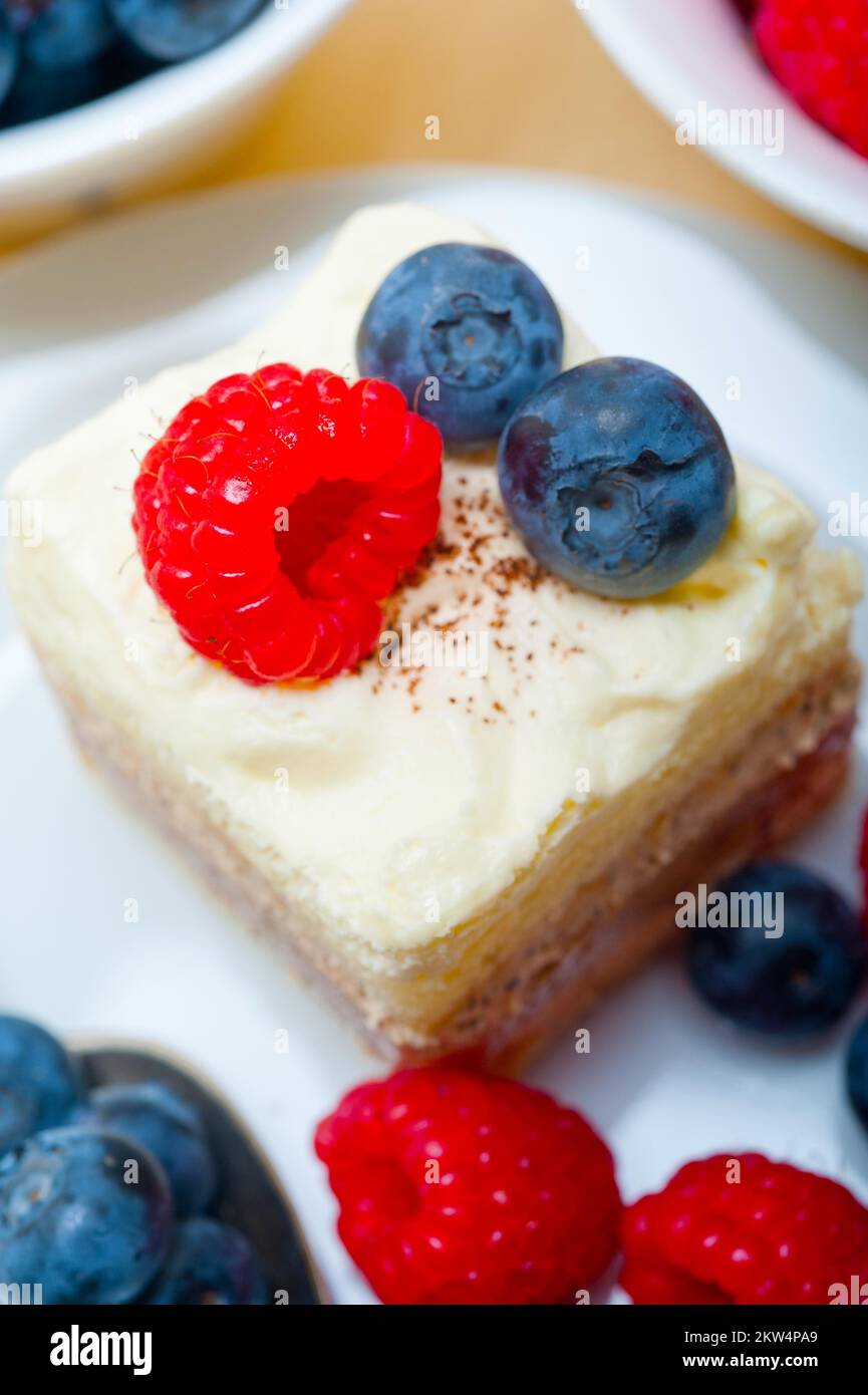 Fresh homemade raspberry and blueberry cream cake Stock Photo - Alamy