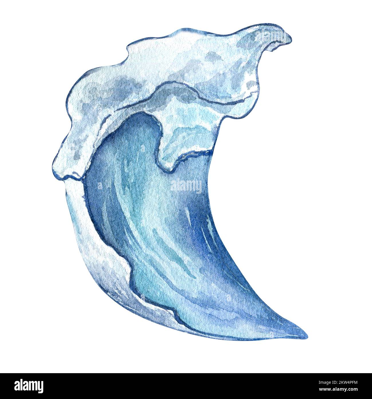 Sea wave watercolor illustration isolated on white background. Abstract  splash, ocean wave hand drawn. Design element for package, label, menu,  market Stock Photo - Alamy