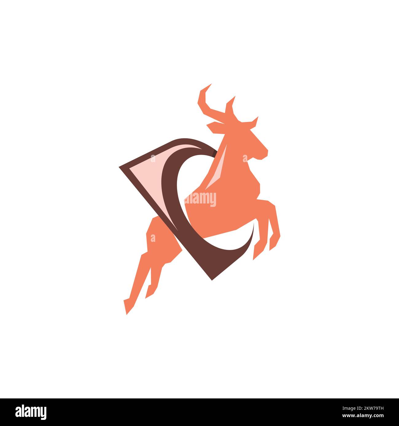 Deer logo with letter D creative design logo. Vector illustration EPS.8 EPS.10 Stock Vector