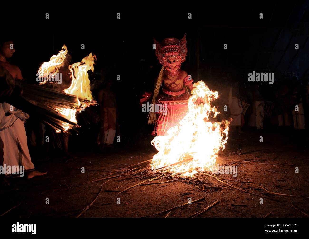 Theyyam fesitavls from North Kerala, traditional art festival happens every year in Kannur, Kerala Stock Photo