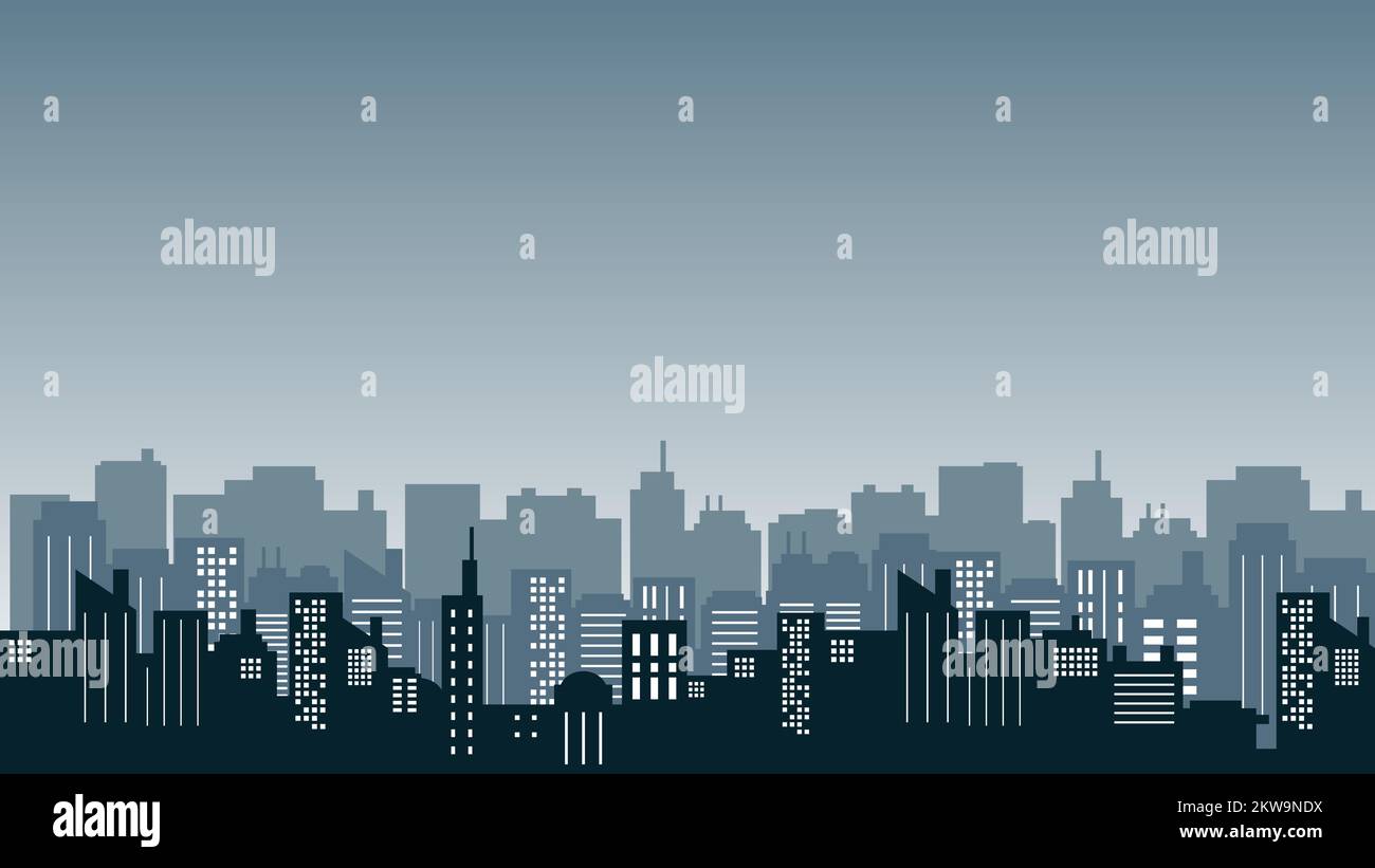 Panoramic view of the city at night from the outskirts of tall ...