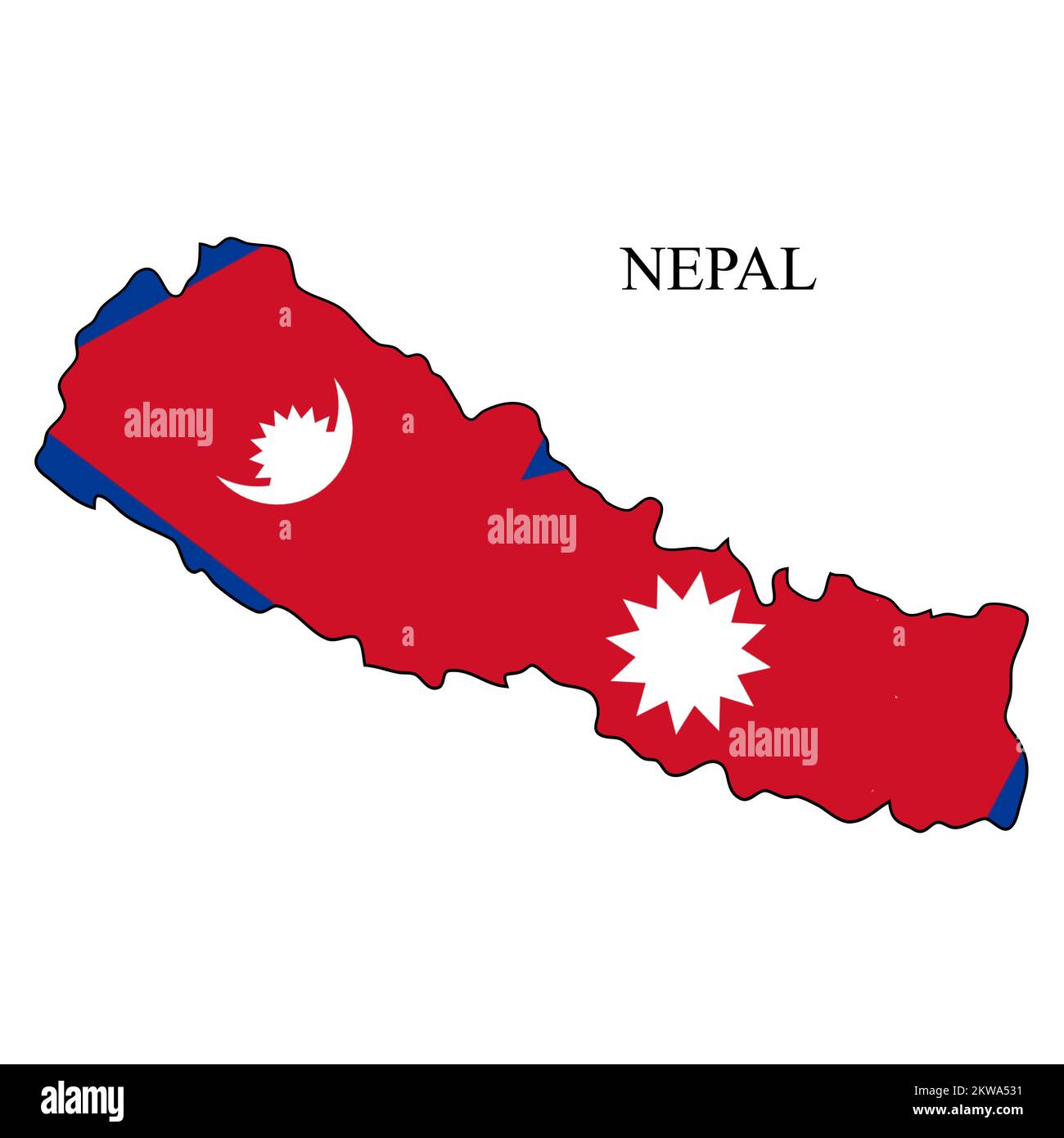 Nepal map vector illustration. Global economy. Famous country. South Asia Stock Vector