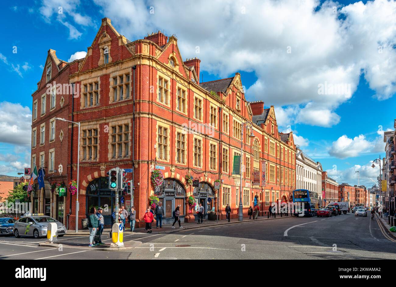 Iconic old Victorian redbrick building on Lord Edward street, Dublin, housing Harding Hotel and Cooper Alley Bistro. Stock Photo