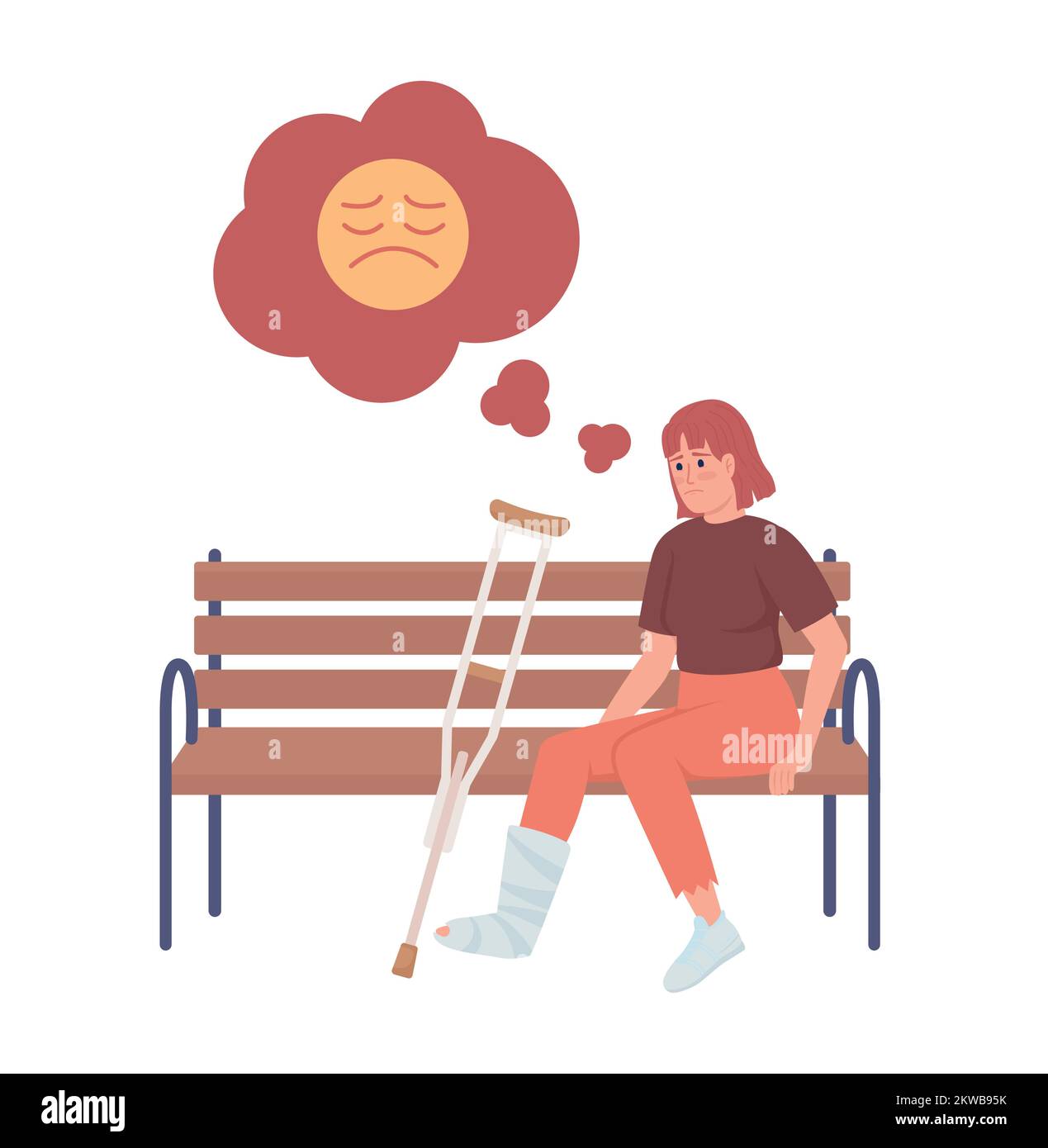 Woman with broken leg on bench semi flat color vector character Stock Vector Image & Art Alamy