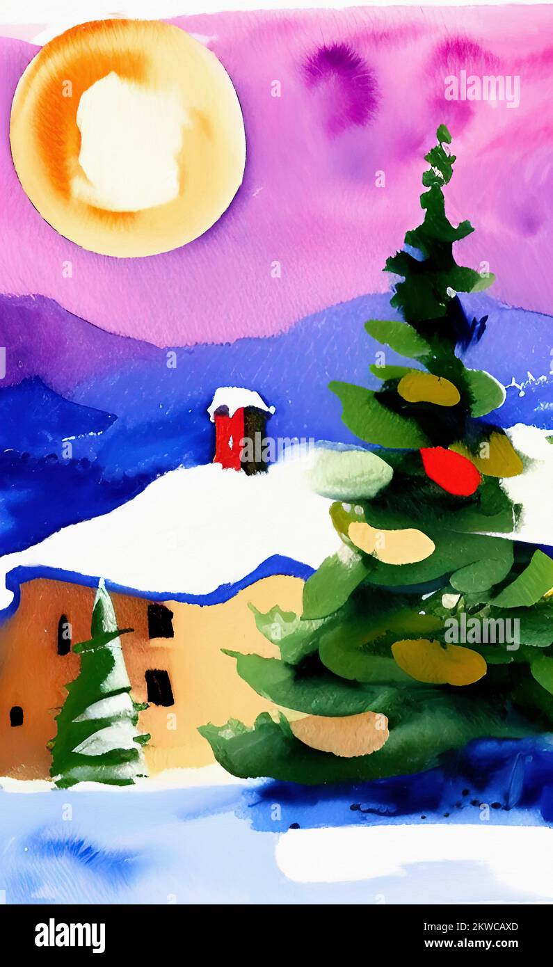 Watercolor Painting Christmas Scenes