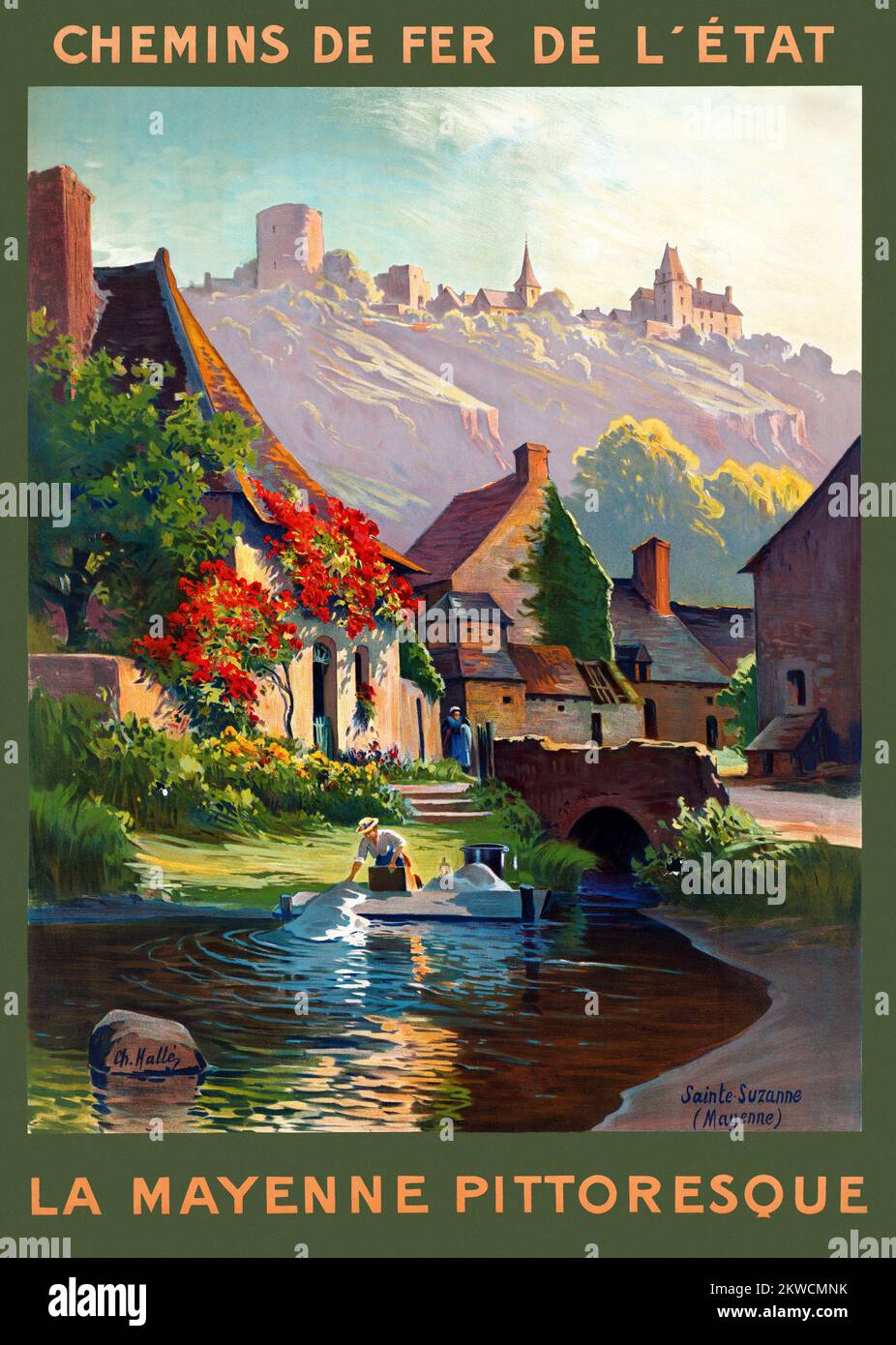 La Mayenne Pittoresque. Sainte Suzanne by Ch. Halle (dates unknown). Poster published in 1925 in France. Stock Photo
