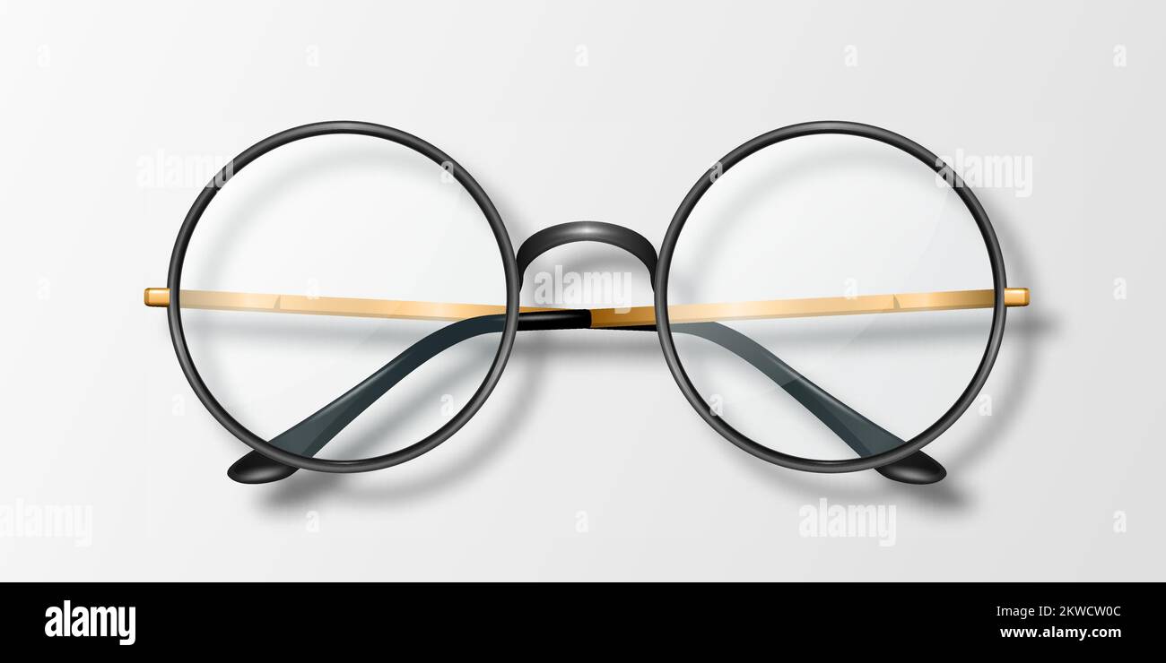 Vector 3d Realistic Round Frame Glasses Icon Isolated. Black Frame ...