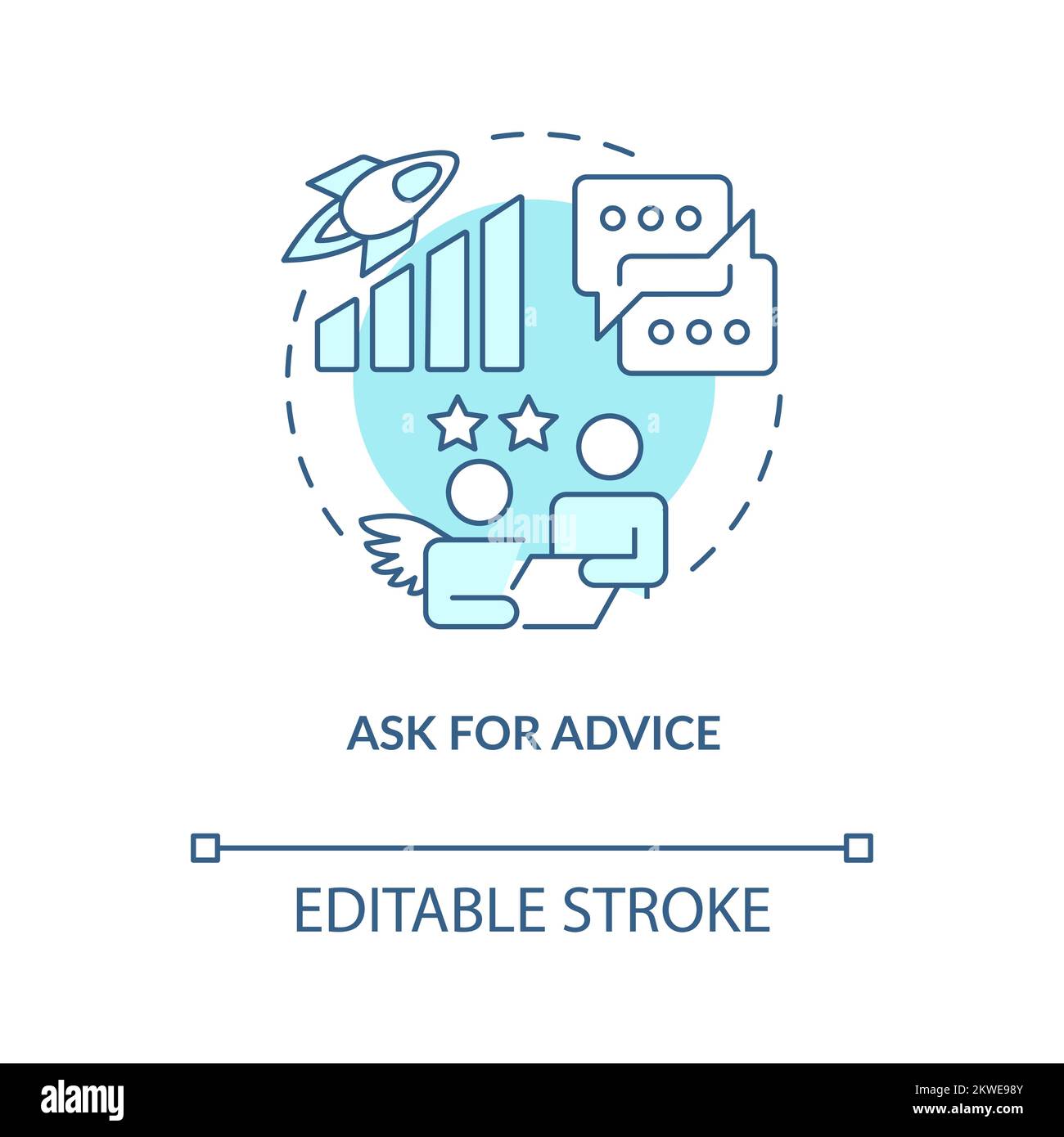 Ask for advice concept turquoise icon Stock Vector