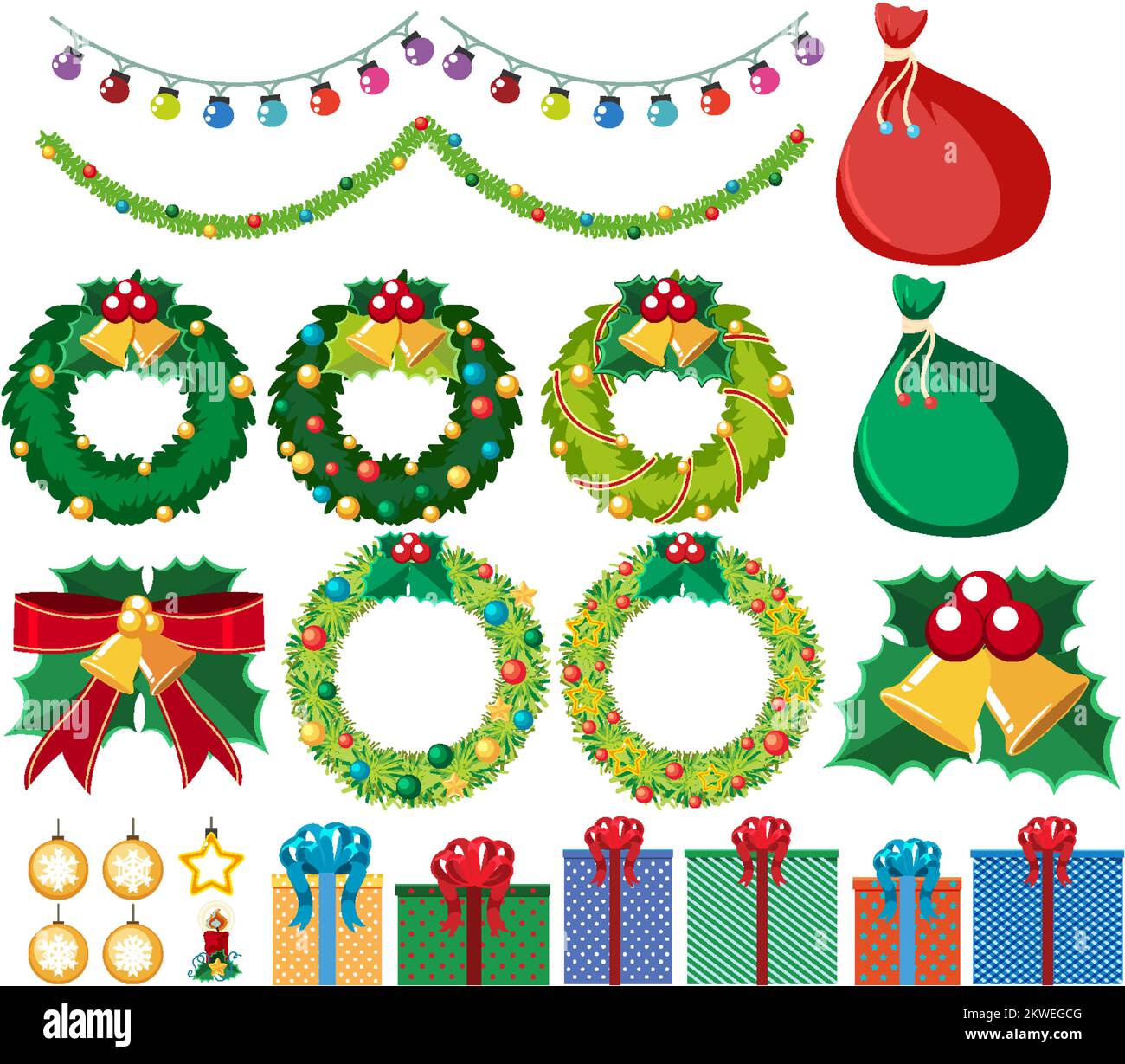 Christmas ornaments isolated set illustration Stock Vector Image & Art ...