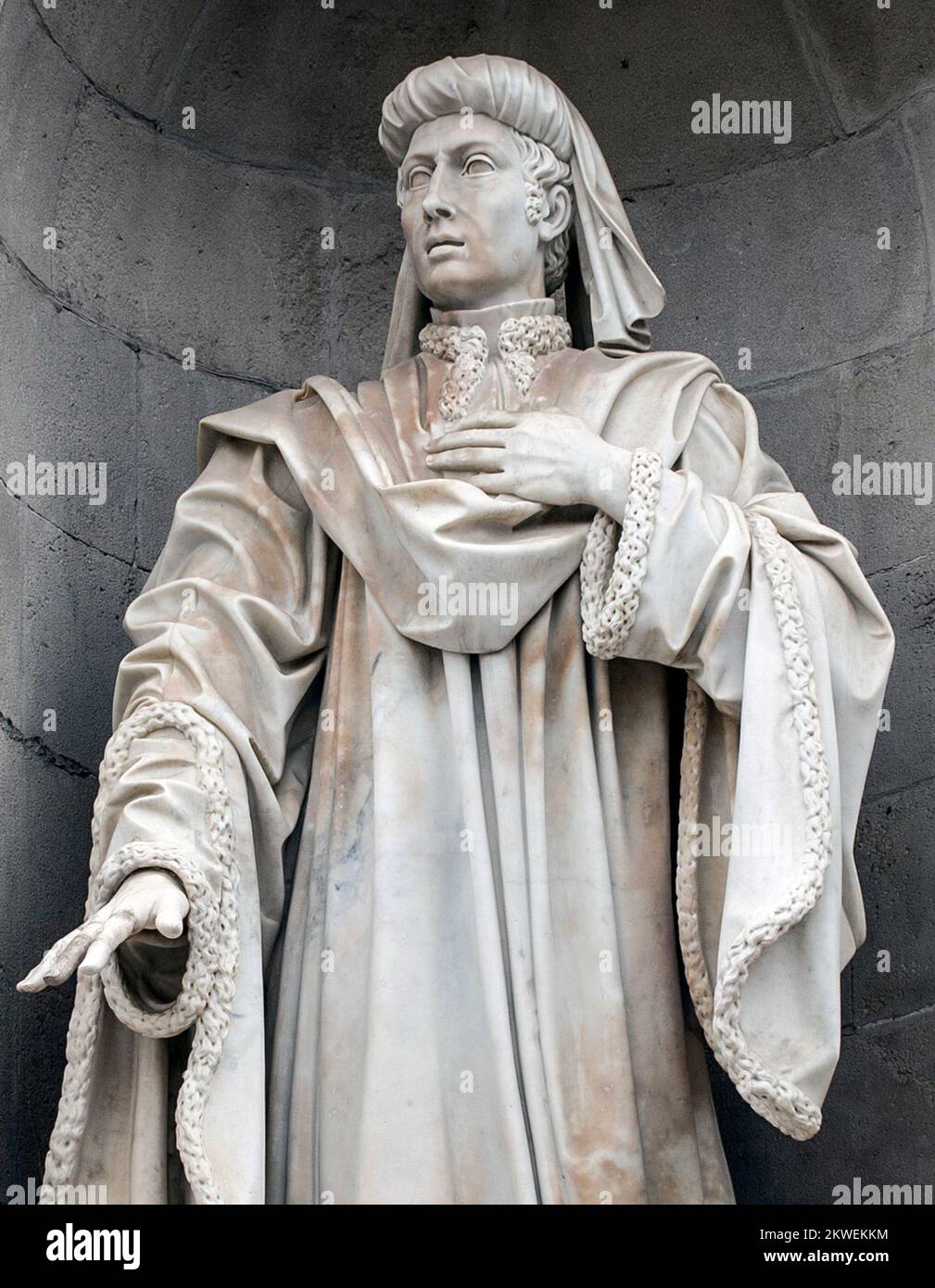 Barcelona, Spain - Dec 29th 2019: Counselor of Council of One Hundred men or Consell de Cent, Barcelona, Spain. Exterior statue at Barcelona City Hall Stock Photo