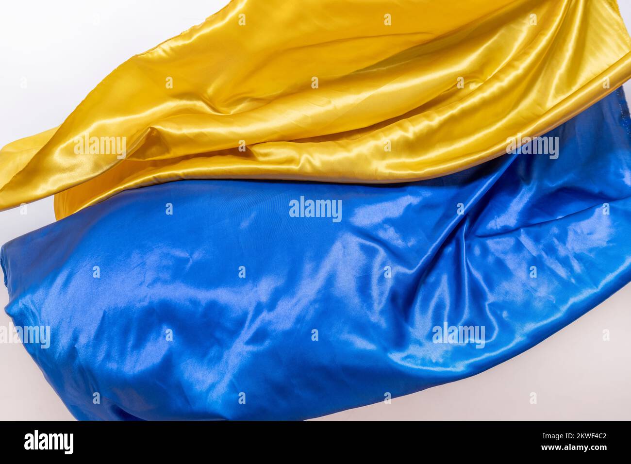 Some fabrics waving in the wind with the colors of the Ukrainian flag