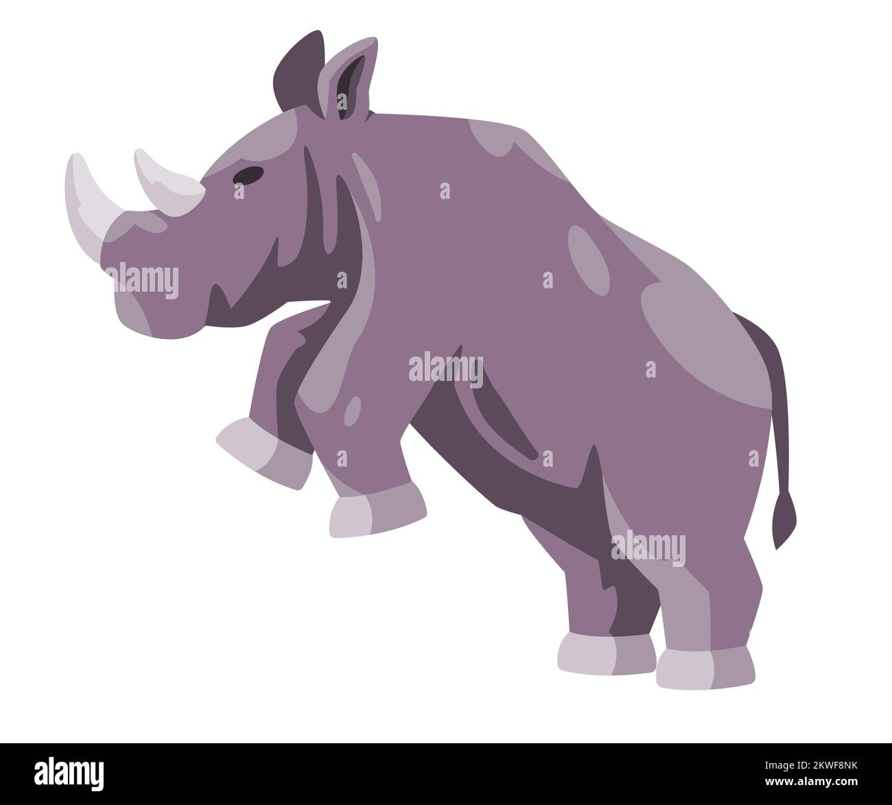 Rhinoceros rhino giant animal standing with two legs grey color cartoon illustration Stock