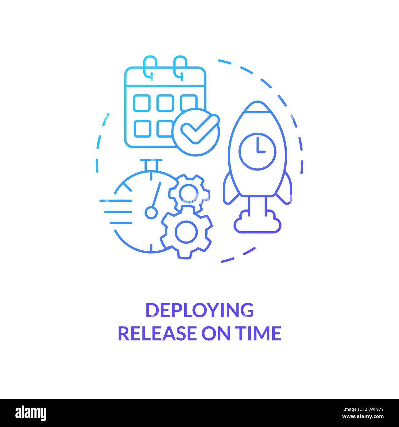 Deploying on time blue gradient concept icon Stock Vector