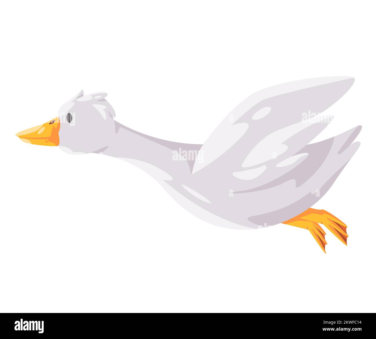 Flying goose white swan in cartoon vector illustration Stock Vector