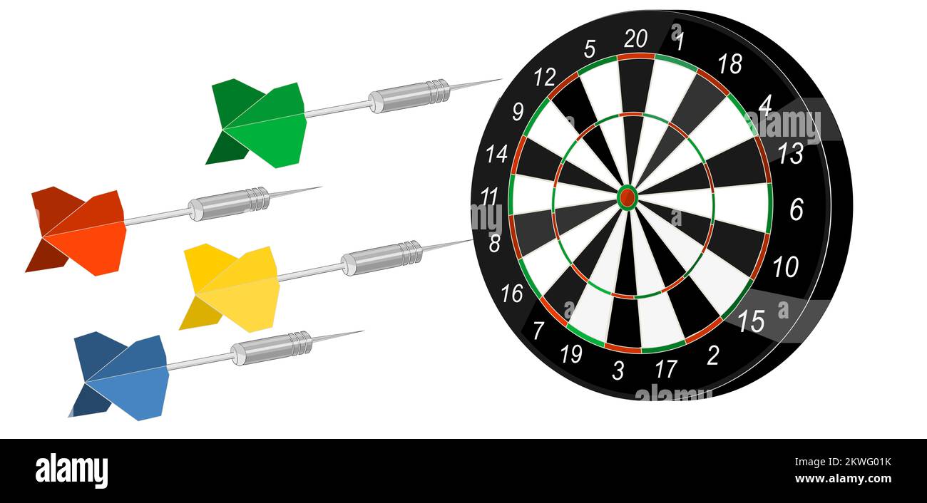 darts with many colored javelins Stock Photo