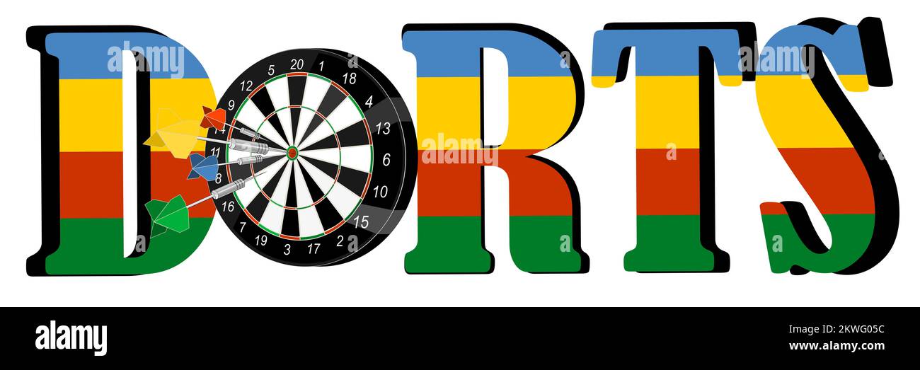 darts with colored letters Stock Photo