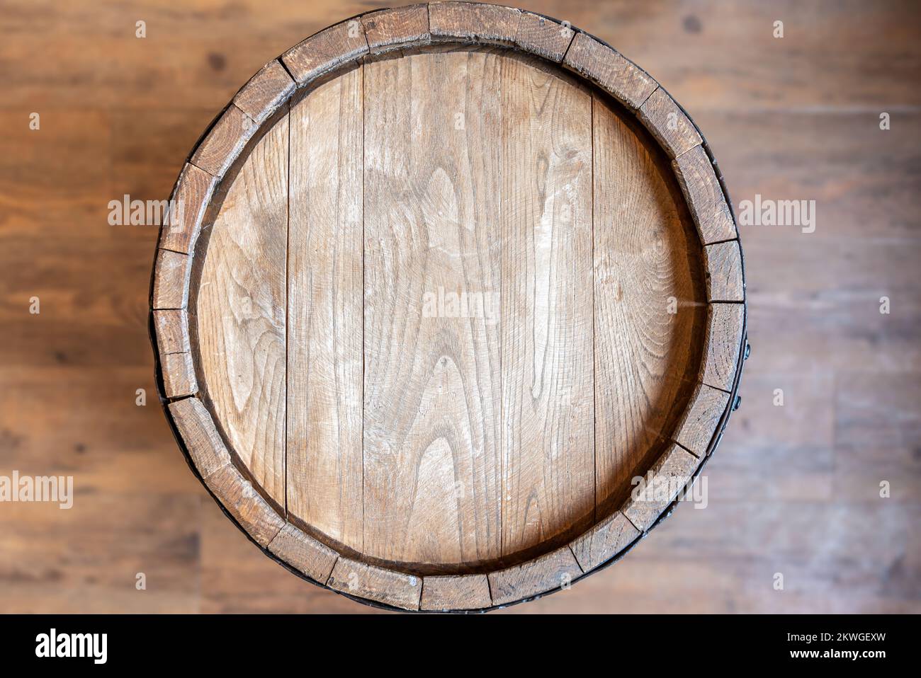 Old wine barrel as background or texture with room for customization Stock Photo
