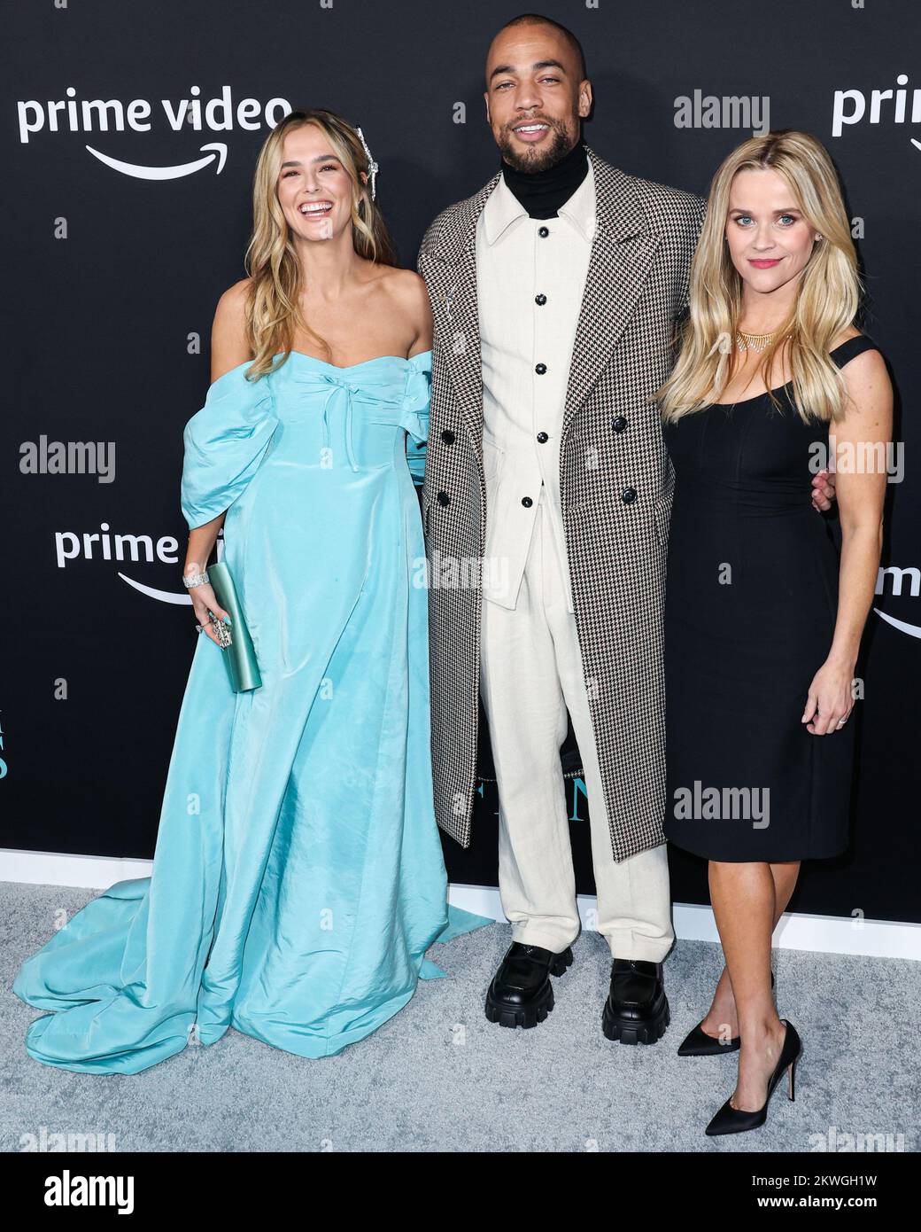CENTURY CITY, LOS ANGELES, CALIFORNIA, USA - NOVEMBER 29: Zoey Deutch, Kendrick Sampson and Reese Witherspoon arrive at the Los Angeles Premiere Of Amazon Prime Video's 'Something From Tiffany's' held at AMC Century City 15 at Westfield Century City on November 29, 2022 in Century City, Los Angeles, California, United States. (Photo by Xavier Collin/Image Press Agency) Stock Photo