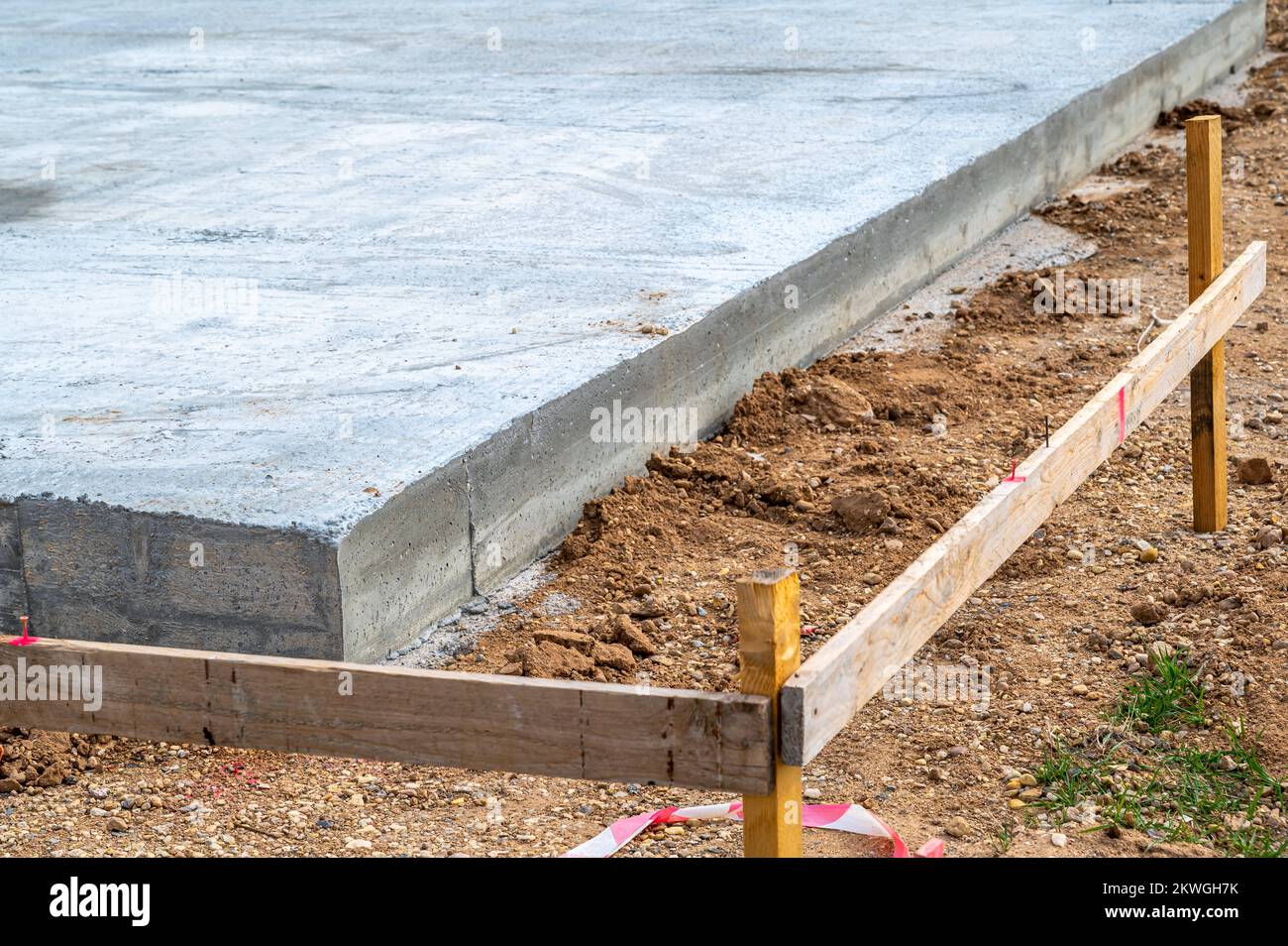 Solid base plate as foundation for a house Stock Photo