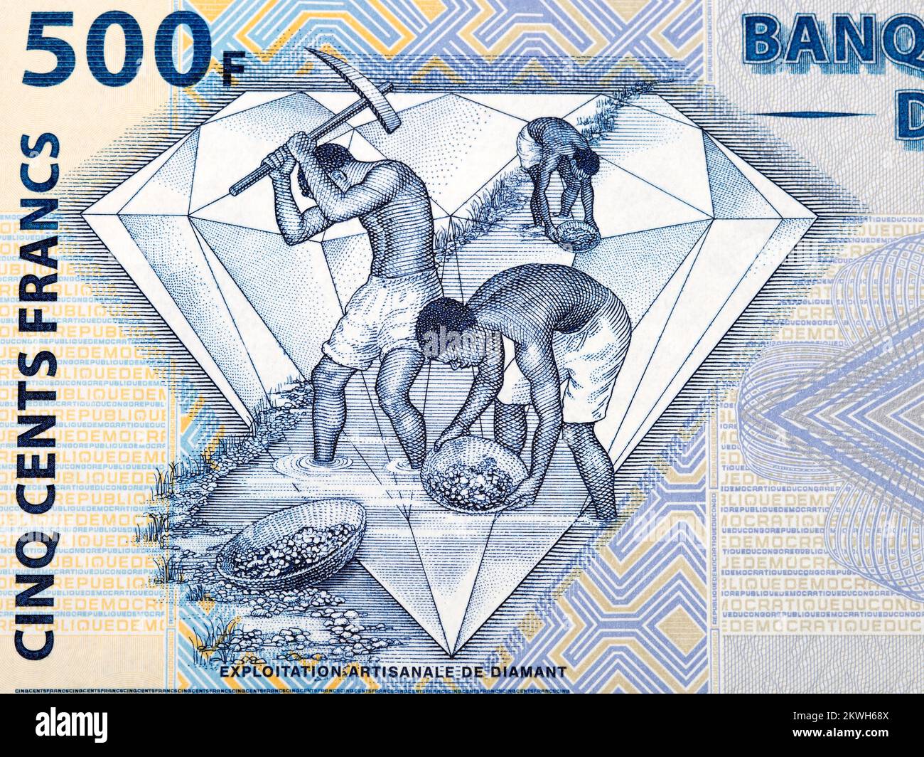Diamond exploitation from Congolese money - franc Stock Photo