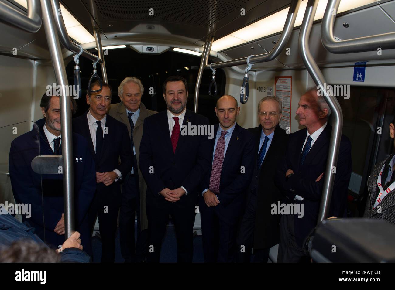 2022 november 26 - Europe, Italy, Lombardia, Milan - Linate Airport, inauguration of the Metro line 4, blue line with the presence of Mayor Beppe Sala Stock Photo
