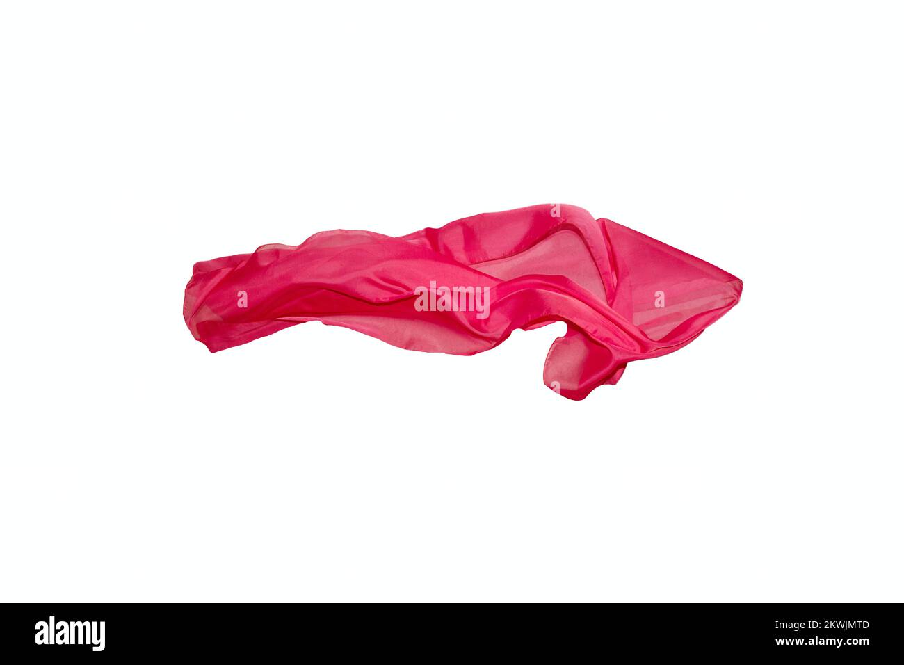 wavy red silk scarf isolated on white background. High quality photo Stock Photo