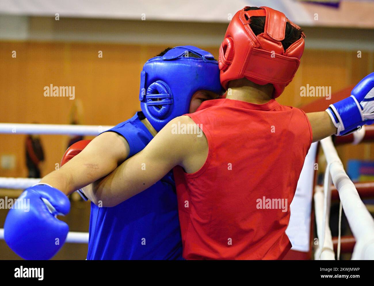 Two boys fighter compete in boxing Stock Photo Alamy