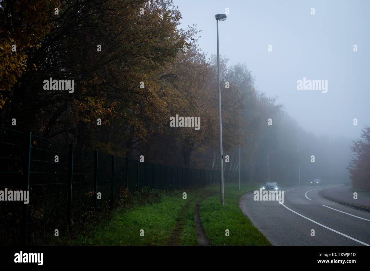Illustration picture shows foggy autumn weather at the Fort 7 site in