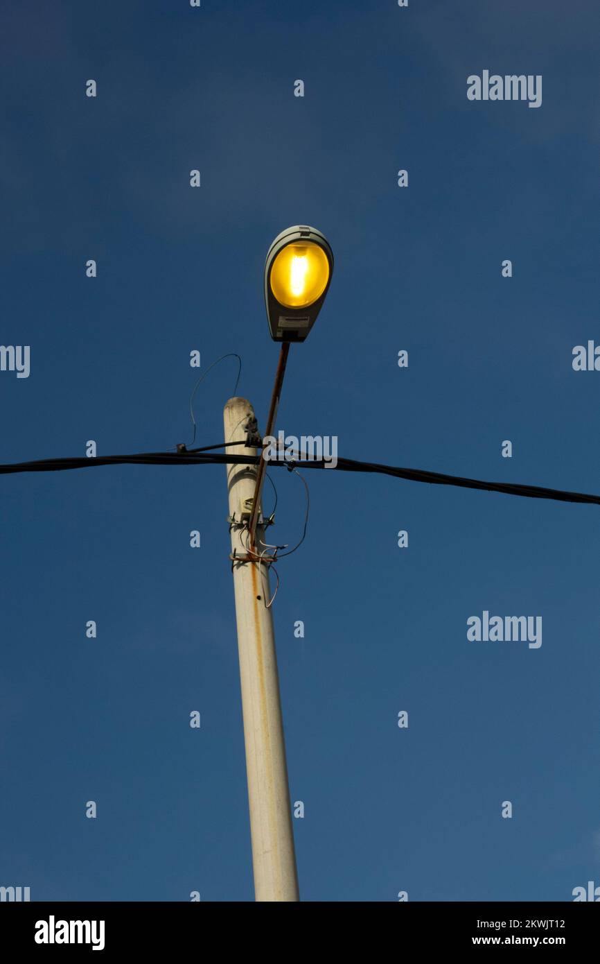 infrared image of the residential lamp post illuminating the street