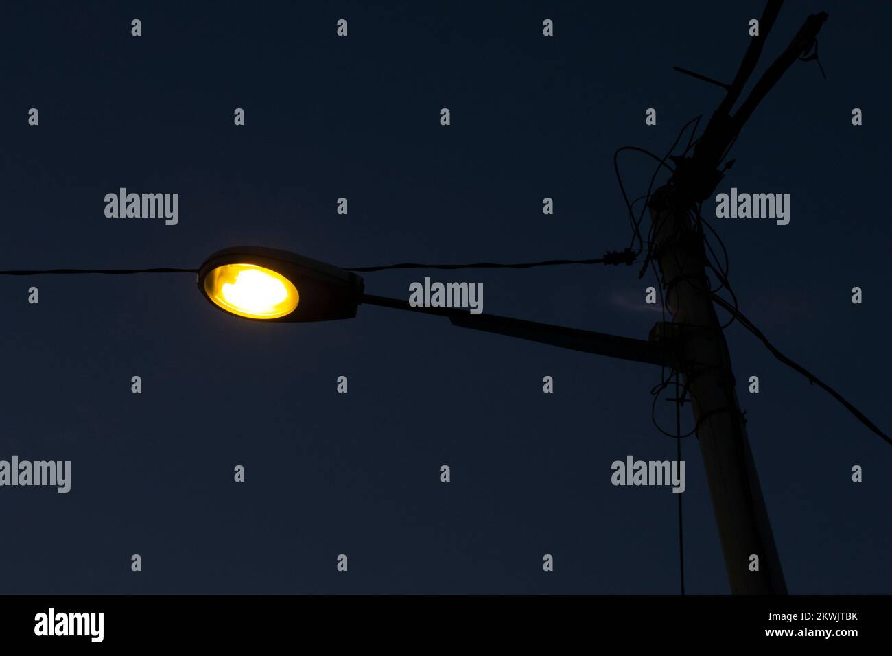 infrared image of the residential lamp post illuminating the street