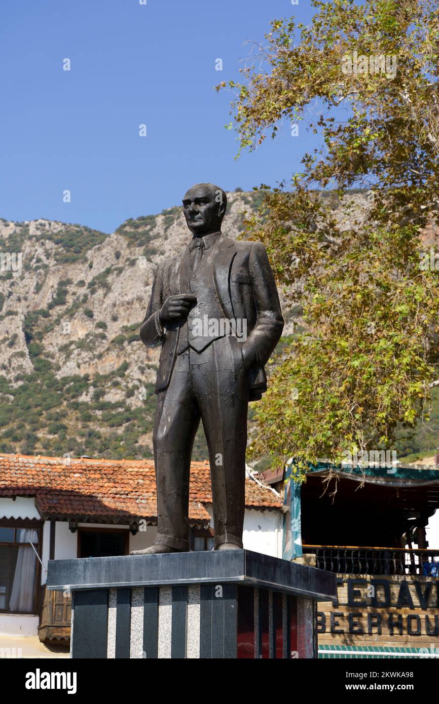Kash, Turkey - November 23, 2022: Monument to Ataturk on the main square in the city of Kas. High quality photo Stock Photo