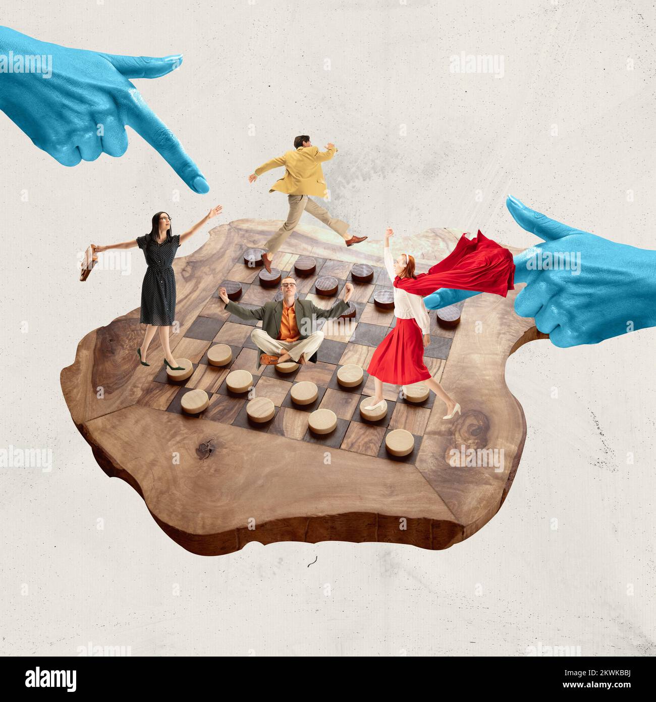 Contemporary art collage. Creative design. Young people playing