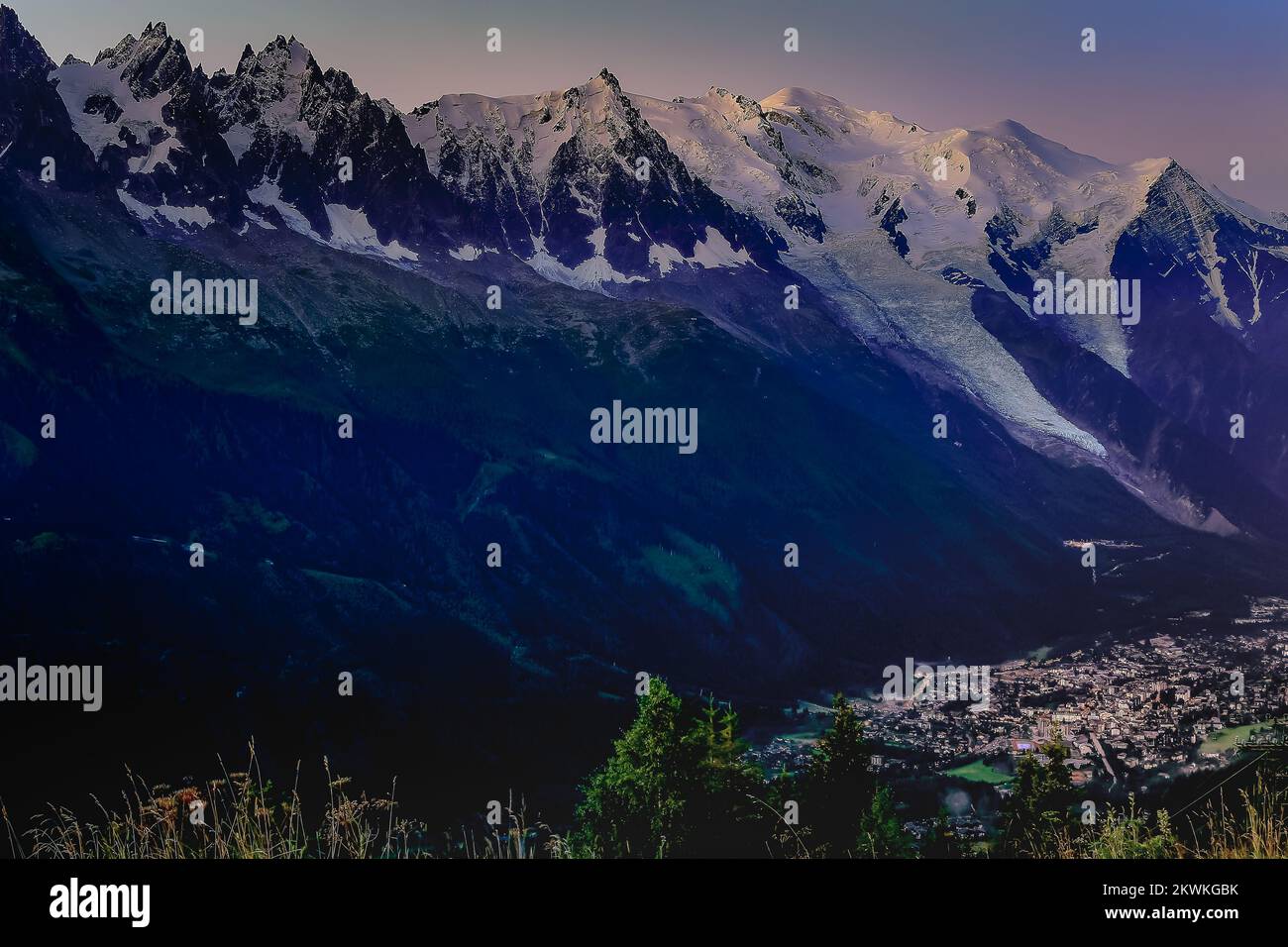 Mont blanc and grandes jorasses in the sunrise ferret valley hi-res ...