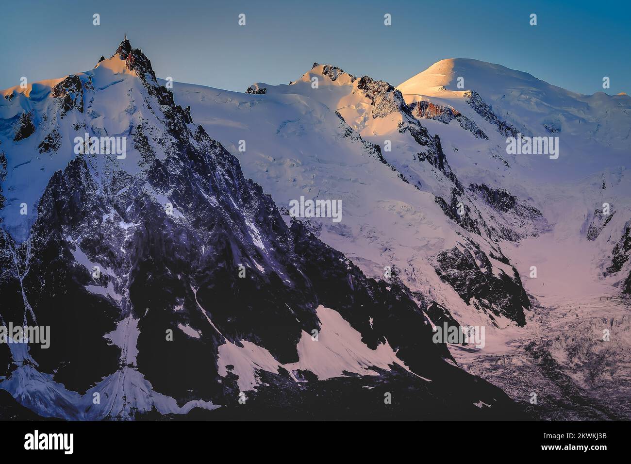Mont blanc and grandes jorasses in the sunrise ferret valley hi-res ...