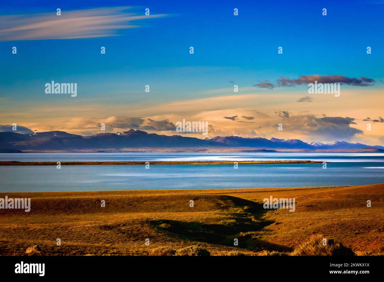Snowcapped Andes and Lake Argentina near El calafate, Patagonia ...