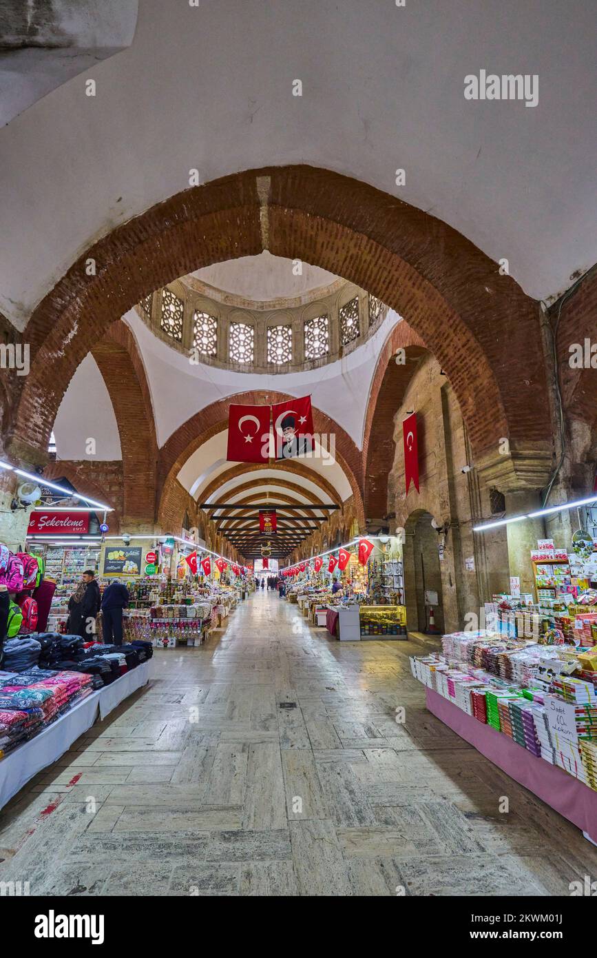 Edirne, Turkey November 23, 2022. interior view of Selimiye Mosque Bazaar. Stock Photo