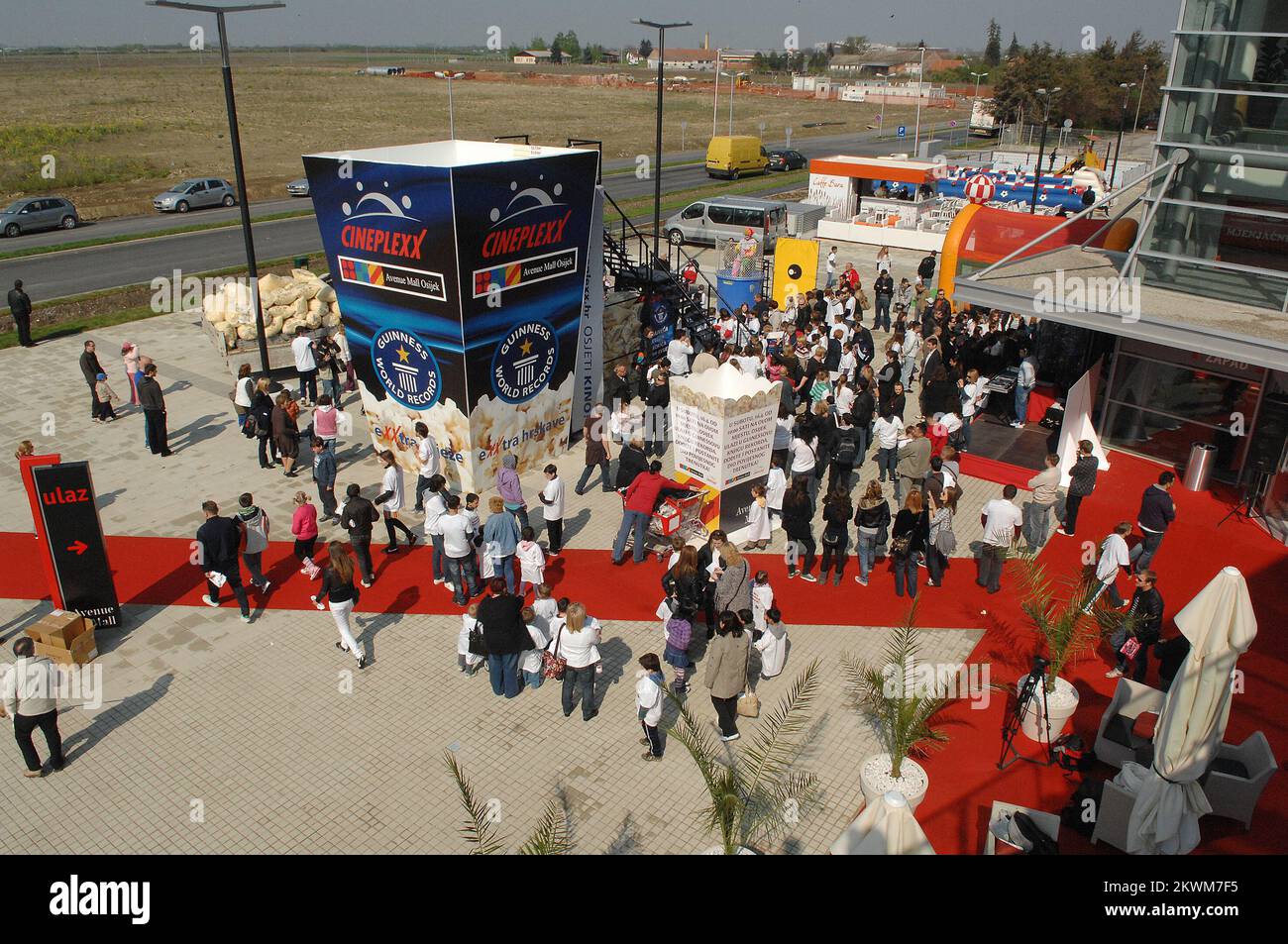 Breaking the Guinness record in making the biggest box of popcorn in